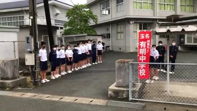 男女バレー部のあいさつ運動