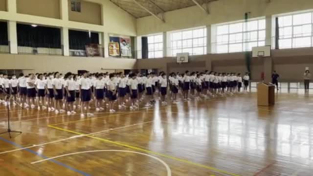 夏休み前集会校歌斉唱